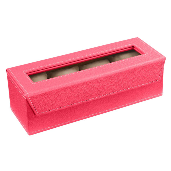 Ecoleatherette Handcrafted 4 Watch Box Watch Organiser Watch Holder Watch case (4WB.D.Pink)