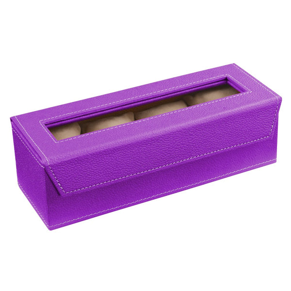 Ecoleatherette Handcrafted 4 Watch Box Watch Organiser Watch Holder Watch case (4WB.Lilac)