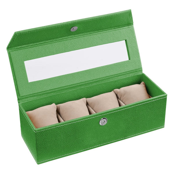 Ecoleatherette Handcrafted 4 Watch Box Watch Organiser Watch Holder Watch case (4WB.V.Green)