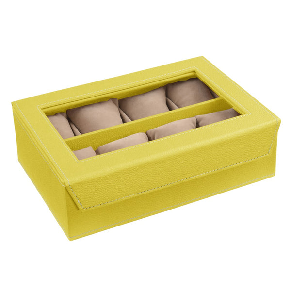 Ecoleatherette Handcrafted Eco Friendly 8 Watch Box, Watch Case, Watch Organizer (8WB.L.Yellow)