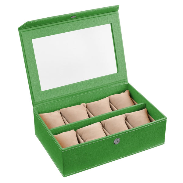 Ecoleatherette Handcrafted Eco Friendly 8 Watch Box, Watch Case, Watch Organizer (8WB.V.Green)
