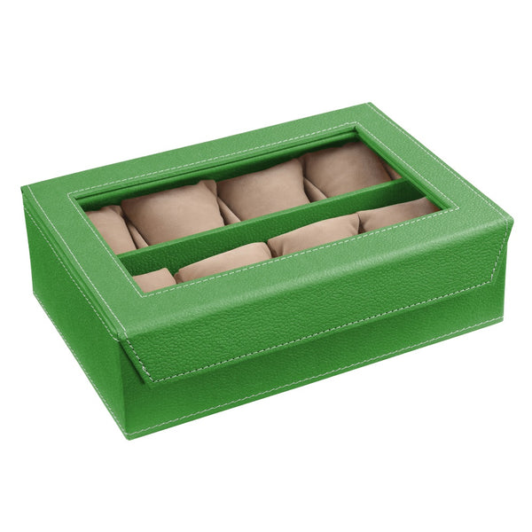 Ecoleatherette Handcrafted Eco Friendly 8 Watch Box, Watch Case, Watch Organizer (8WB.V.Green)