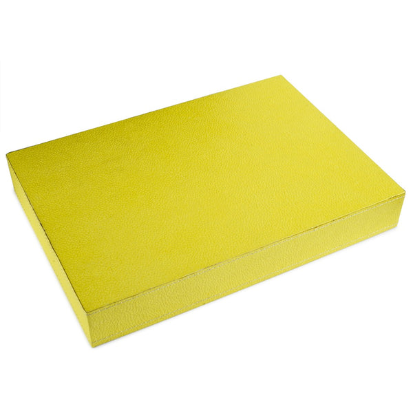 Ecoleatherette Handcrafted Desk Organizer 4 Compartment Office Stationery Tray (DOT.L.yellow)