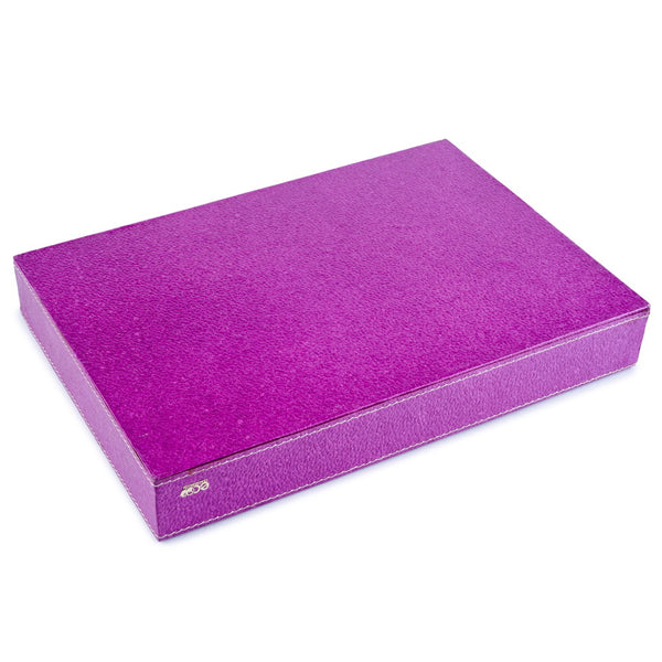 Ecoleatherette Handcrafted Desk Organizer 4 Compartment Office Stationery Tray (DOT.Lilac)