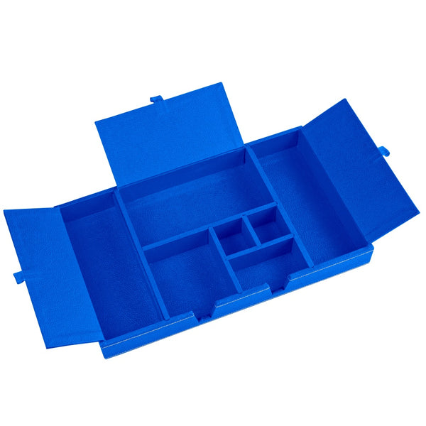 Ecoleatherette Handcrafted Desk Organizer 7 Compartment Office Stationery Tray (DOTB.D.Blue)