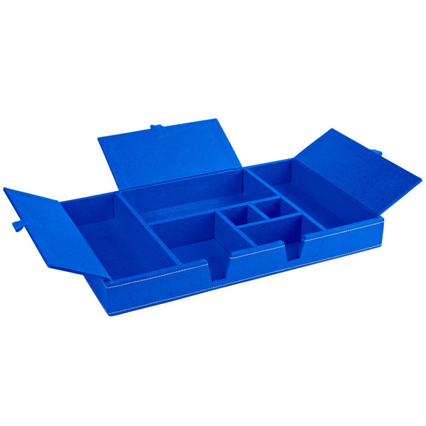 Ecoleatherette Handcrafted Desk Organizer 7 Compartment Office Stationery Tray (DOTB.D.Blue)