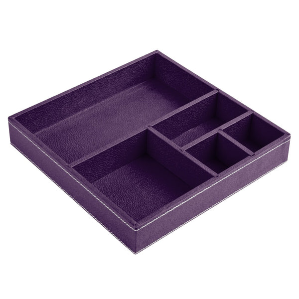 Ecoleatherette Handcrafted Desk Organizer 5 Compartment Office Stationery Tray (DOTS.Wine)