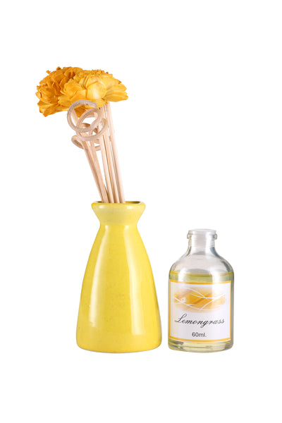 Arofume Reed Diffuser Gift set with Ceramic Pot,Reed Sticks & Oil Long Lasting Scent for for Home Office (Lemongrass Fragrance)