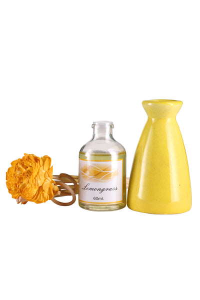 Arofume Reed Diffuser Gift set with Ceramic Pot,Reed Sticks & Oil Long Lasting Scent for for Home Office (Lemongrass Fragrance)