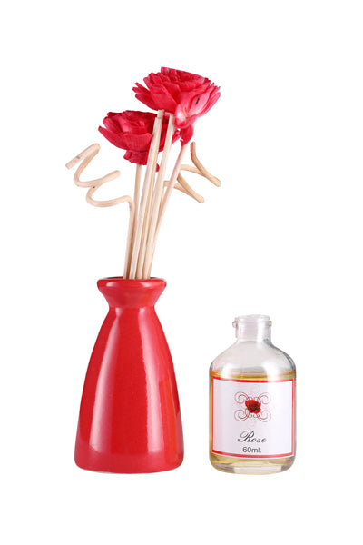 Arofume Reed Diffuser Gift set with Ceramic Pot,Reed Sticks & Oil Long Lasting Scent for for Home Office (Rose  Fragrance)