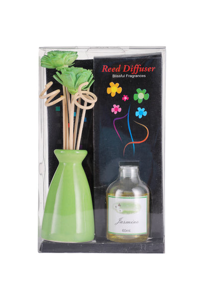 Arofume Reed Diffuser Gift set with Ceramic Pot,Reed Sticks & Oil Long Lasting Scent for for Home Office (Jasmine Fragrance)