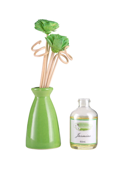 Arofume Reed Diffuser Gift set with Ceramic Pot,Reed Sticks & Oil Long Lasting Scent for for Home Office (Jasmine Fragrance)