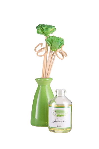 Arofume Reed Diffuser Gift set with Ceramic Pot,Reed Sticks & Oil Long Lasting Scent for for Home Office (Jasmine Fragrance)