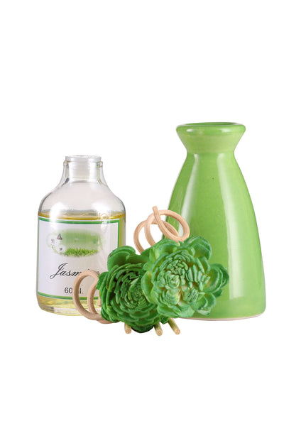Arofume Reed Diffuser Gift set with Ceramic Pot,Reed Sticks & Oil Long Lasting Scent for for Home Office (Jasmine Fragrance)
