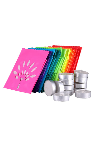 Arofume Paper Lamp with tea lights (small candle). Pack of 12 Paper lamp & 12 Tea lights, Assorted colors