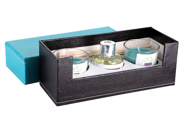 Reed Diffuser Gift set with 2 Glass Candles,Glass Pot,Reed Sticks & Oil Long Lasting Scent for for Home Office (Fresh Floral Fragrance)