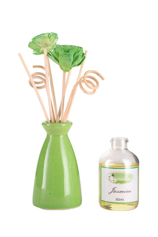 Arofume Reed Diffuser Gift set with Ceramic Pot,Reed Sticks & Oil Long Lasting Scent for for Home Office (Jasmine Fragrance)