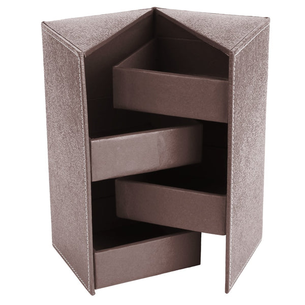Ecoleatherette Handcrafted Almirah Jewellery Box (JBA.Hazel Nut)
