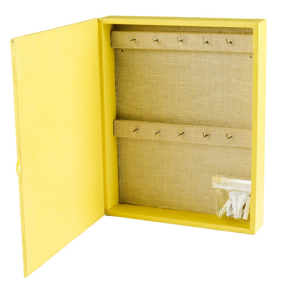 Ecoleatherette Wall Hanging Key Box Key Holder For 10 Key Chain (KHB.L.Yellow)