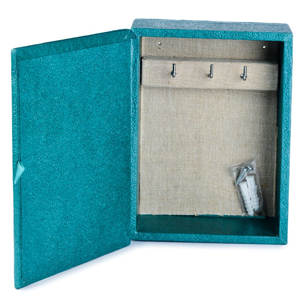Ecoleatherette Wall Hanging Key Box Key Holder For 3 Key Chain (KHS.C.Green)