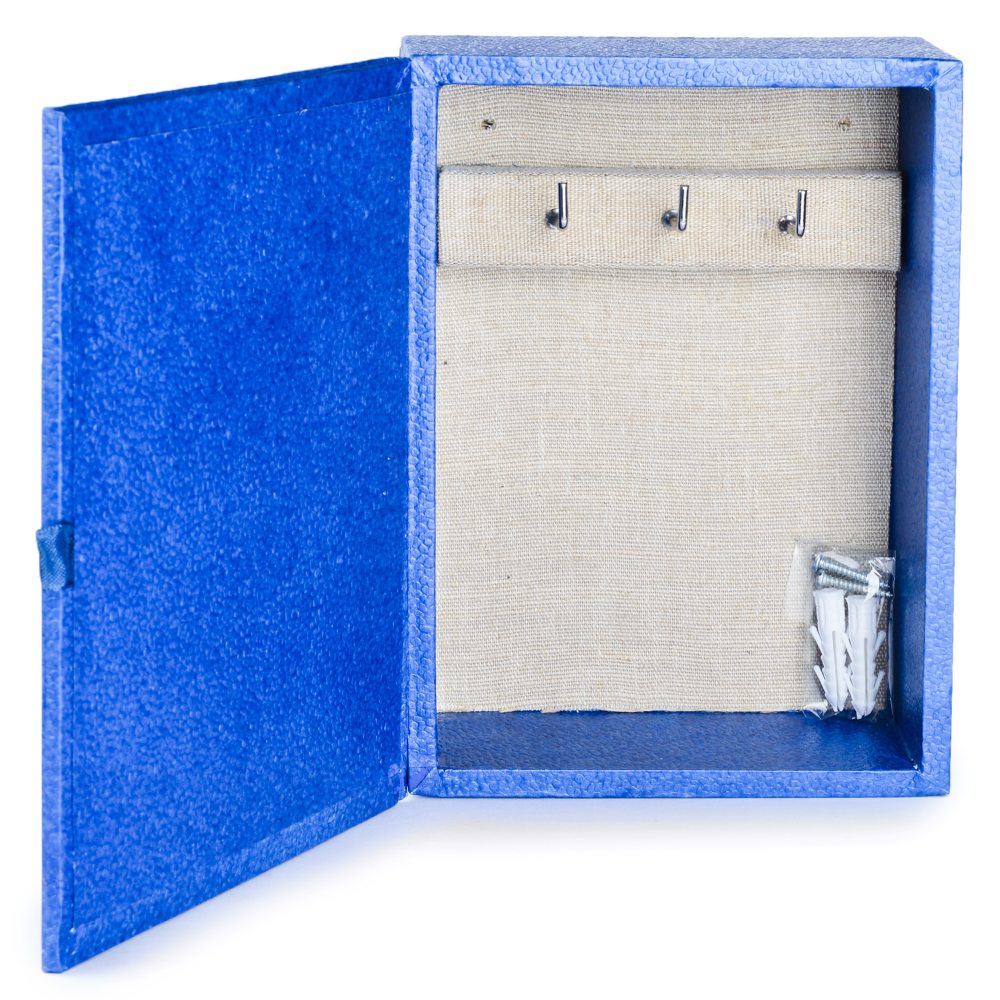Ecoleatherette Wall Hanging Key Box Key Holder For 3 Key Chain (KHS.D.Blue)