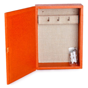 Ecoleatherette Wall Hanging Key Box Key Holder For 3 Key Chain (KHS.B.Orange)