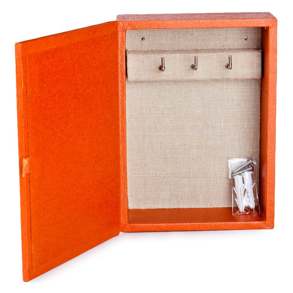 Ecoleatherette Wall Hanging Key Box Key Holder For 3 Key Chain (KHS.B.Orange)
