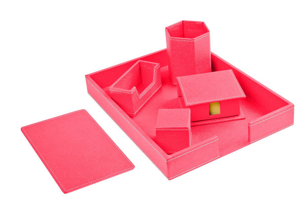 Ecoleatherette 6 Pcs Office Desktop Stationary Gift Set (OFS6.D.Pink)