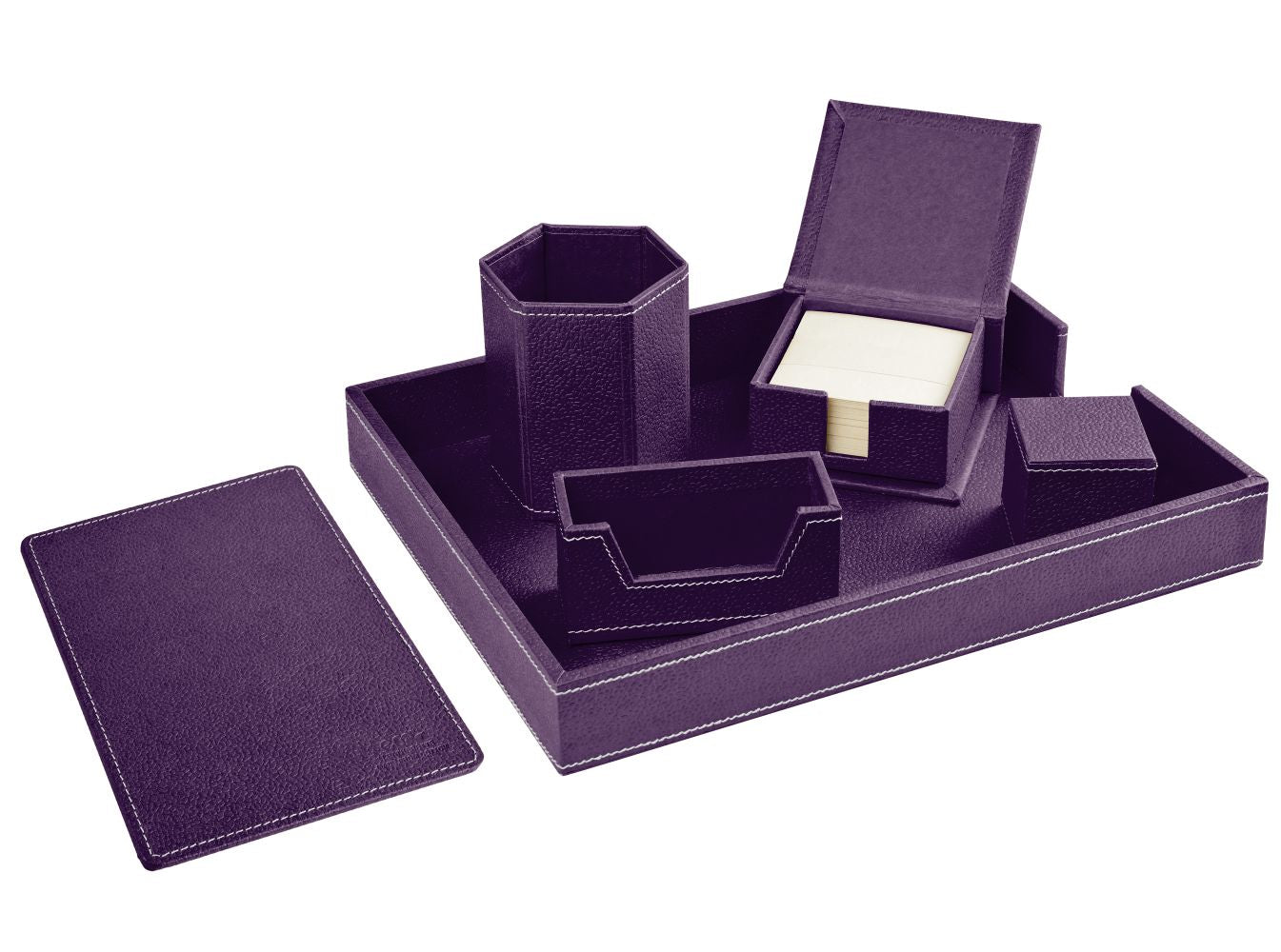 Ecoleatherette 6 Pcs Office Desktop Stationary Gift Set (Wine)