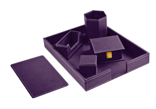 Ecoleatherette 6 Pcs Office Desktop Stationary Gift Set (Wine)