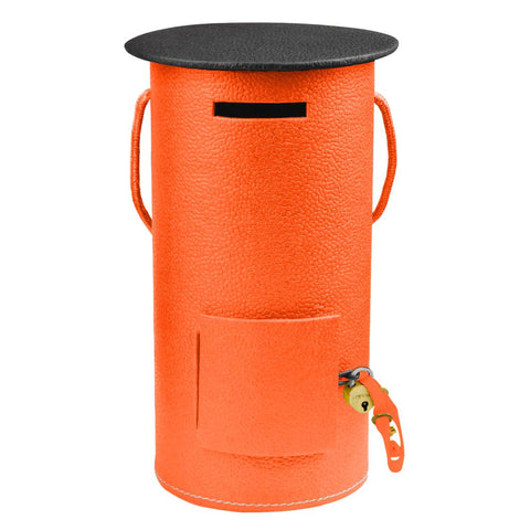 Ecoleatherette Handcrafted Round Coin Bank Piggy Bank (RDPB.Orange)