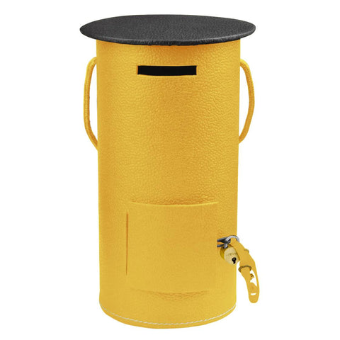 Ecoleatherette Handcrafted Round Coin Bank Piggy Bank (RDPB.Yellow)
