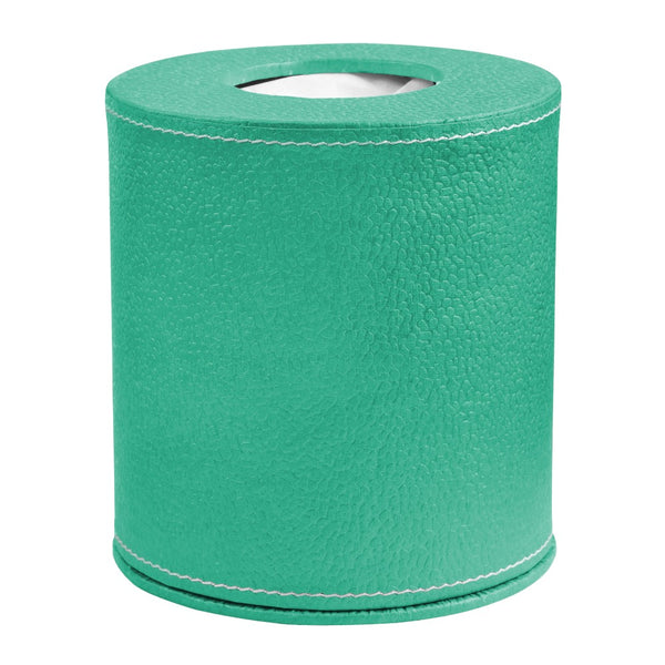 Ecoleatherette Handcrafted Round Tissue Paper Tissue Holder Car Tissue Box Comes with 50 Pulls Tissue (RDTB.A.Green))