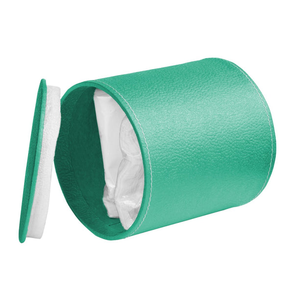 Ecoleatherette Handcrafted Round Tissue Paper Tissue Holder Car Tissue Box Comes with 50 Pulls Tissue (RDTB.A.Green))