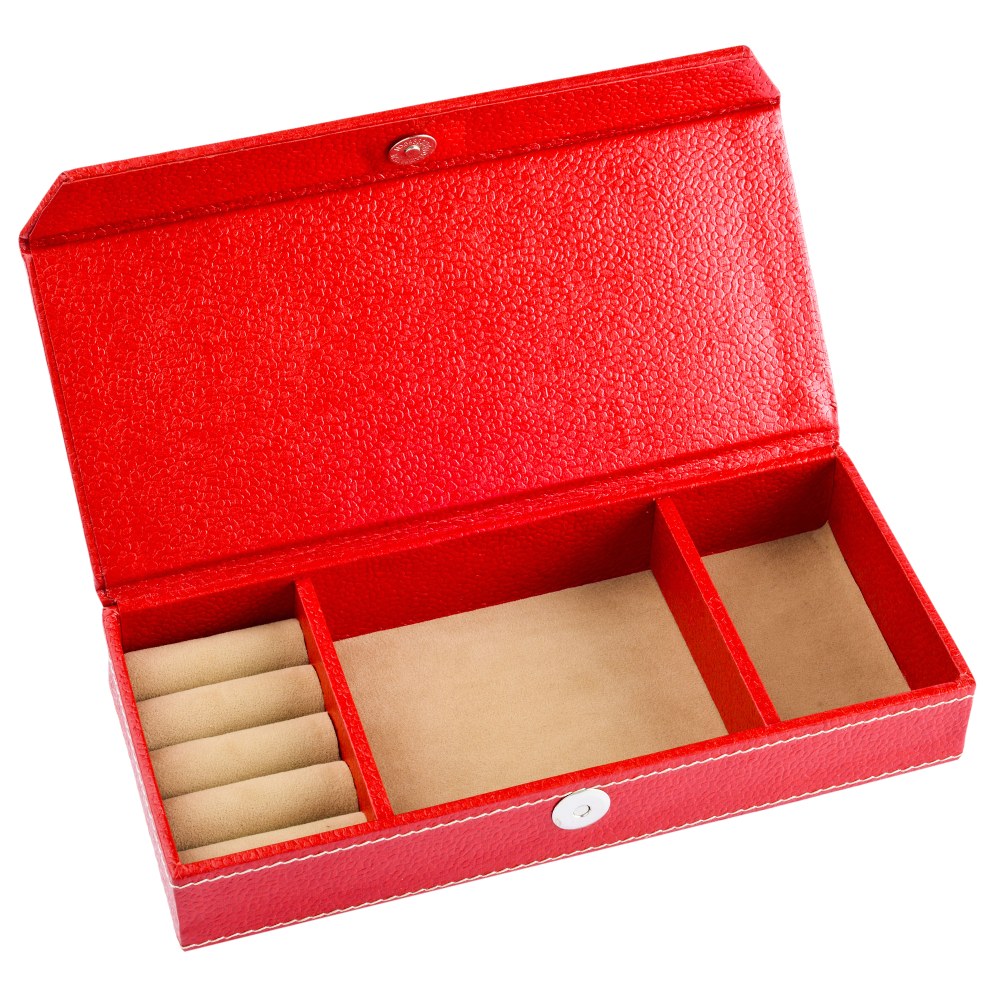 Ecoleatherette Handcrafted Travel Jewellery box (TJB.Red)