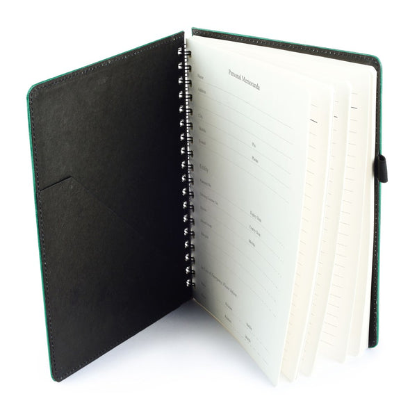 Ecoleatherette A-5 Wiro Spiral Hard Cover Notebook (WHCJA5.C.Green)