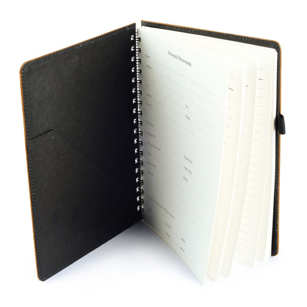 Ecoleatherette A-5 Wiro Spiral Hard Cover Notebook (WHCJA5.R.Gold)