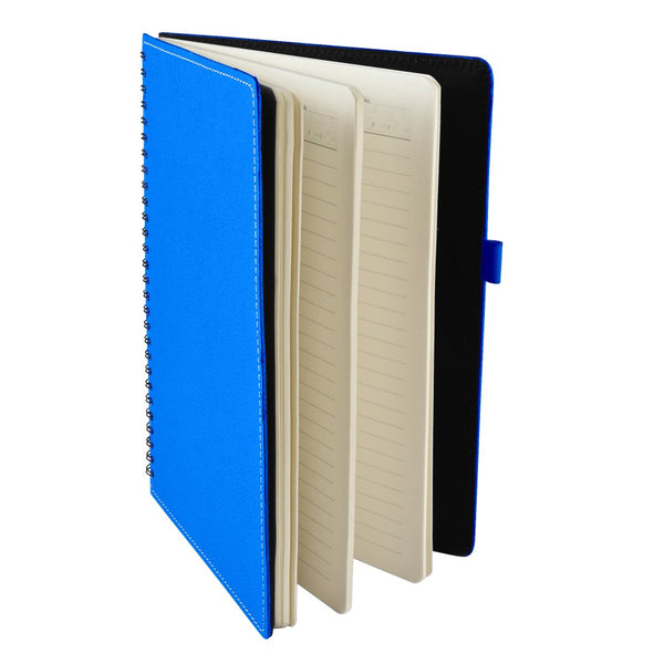 Ecoleatherette B-5 Wiro Spiral Hard Cover Notebook (WHCJB5.D.Blue)