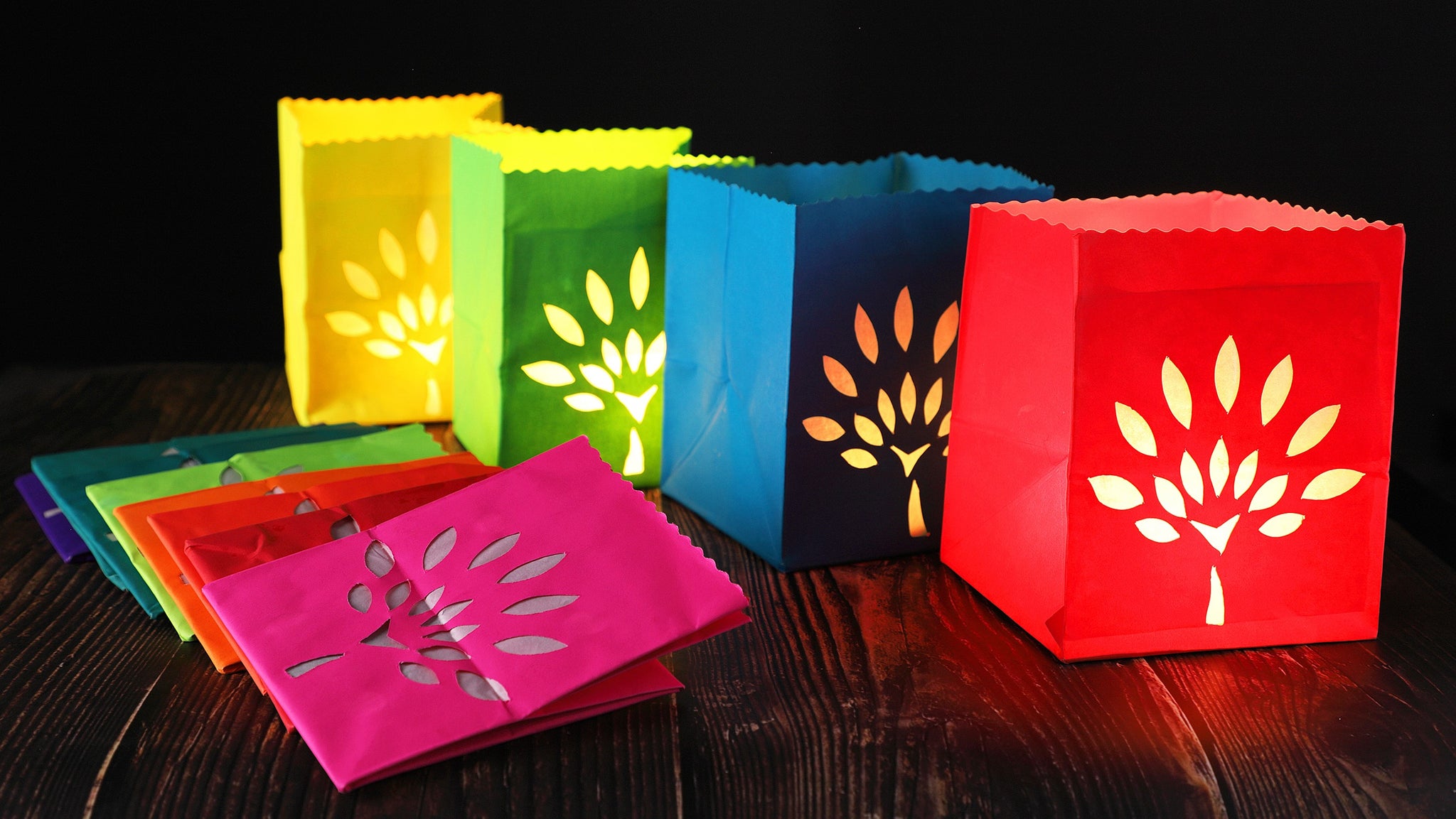 Arofume Paper Lamp with tea lights (small candle). Pack of 12 Paper lamp & 12 Tea lights, Assorted colors
